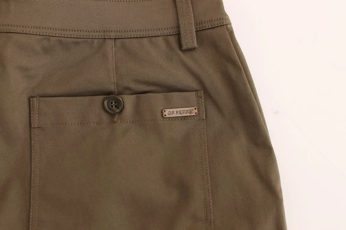 GF Ferre Men's Elegant Green Comfort Straight Fit Pants