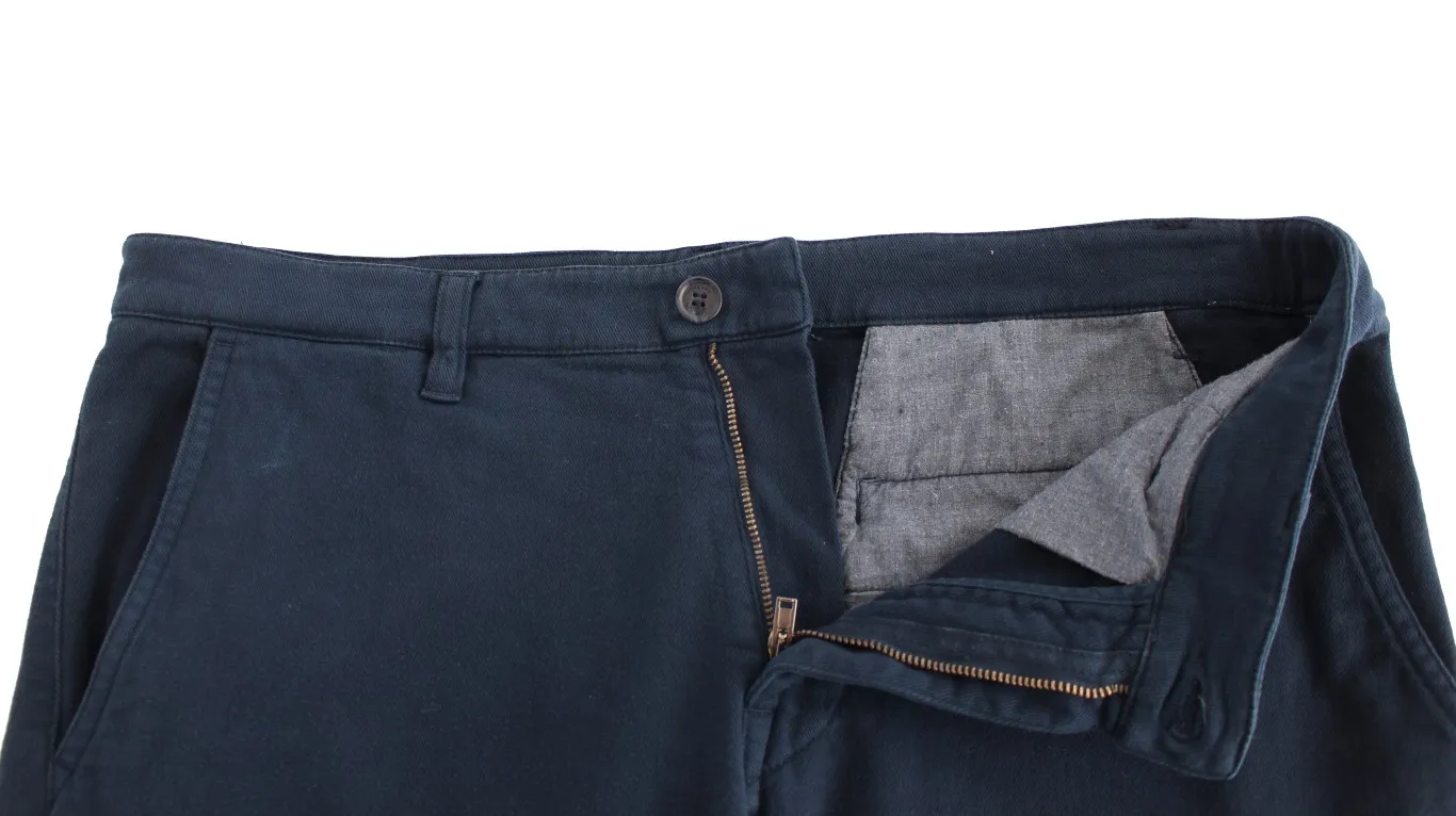 GF Ferre Men's Elegant Blue Cotton Stretch Chinos