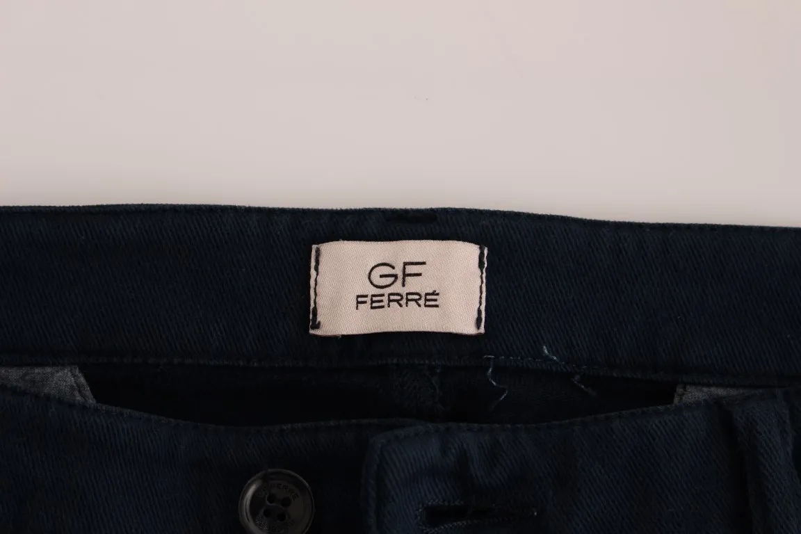 GF Ferre Men's Elegant Blue Cotton Stretch Chinos