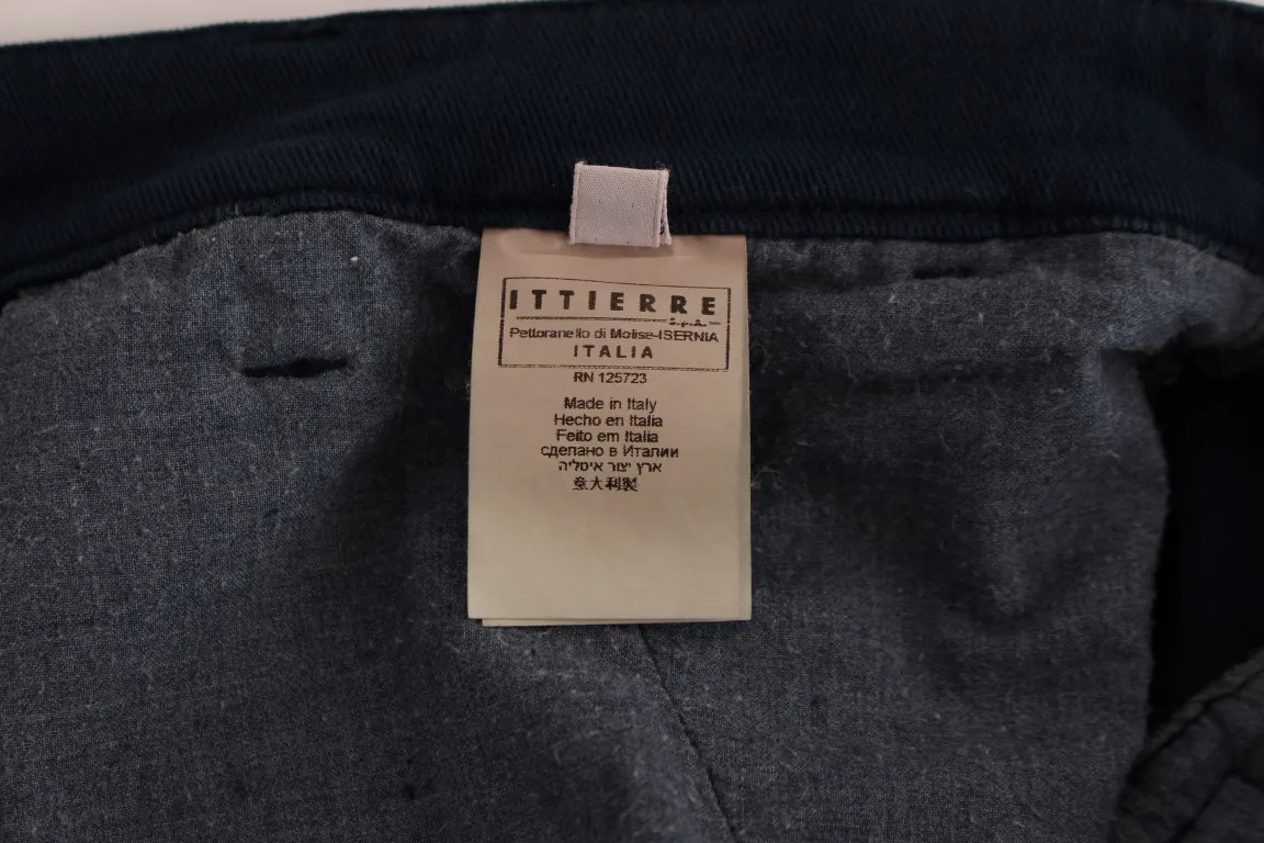 GF Ferre Men's Elegant Blue Cotton Stretch Chinos