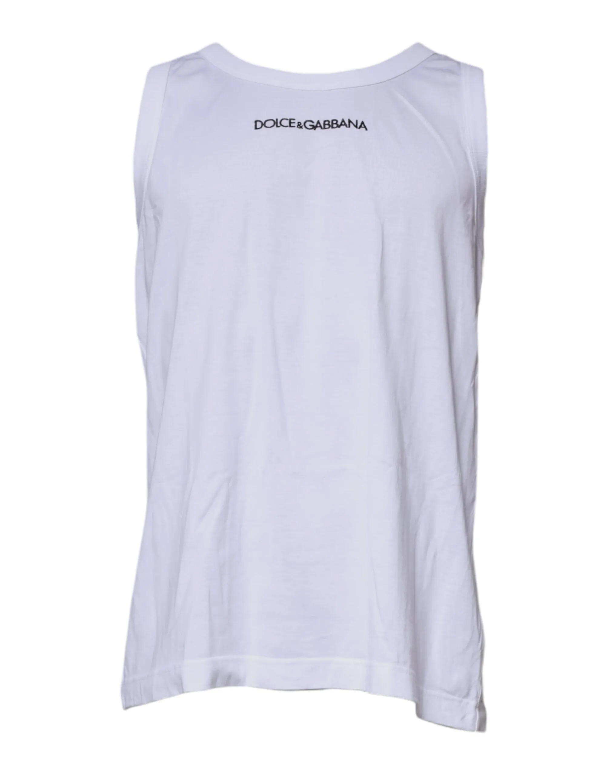Dolce & Gabbana Men's White Logo Cotton Sleeveless Tank T-shirt