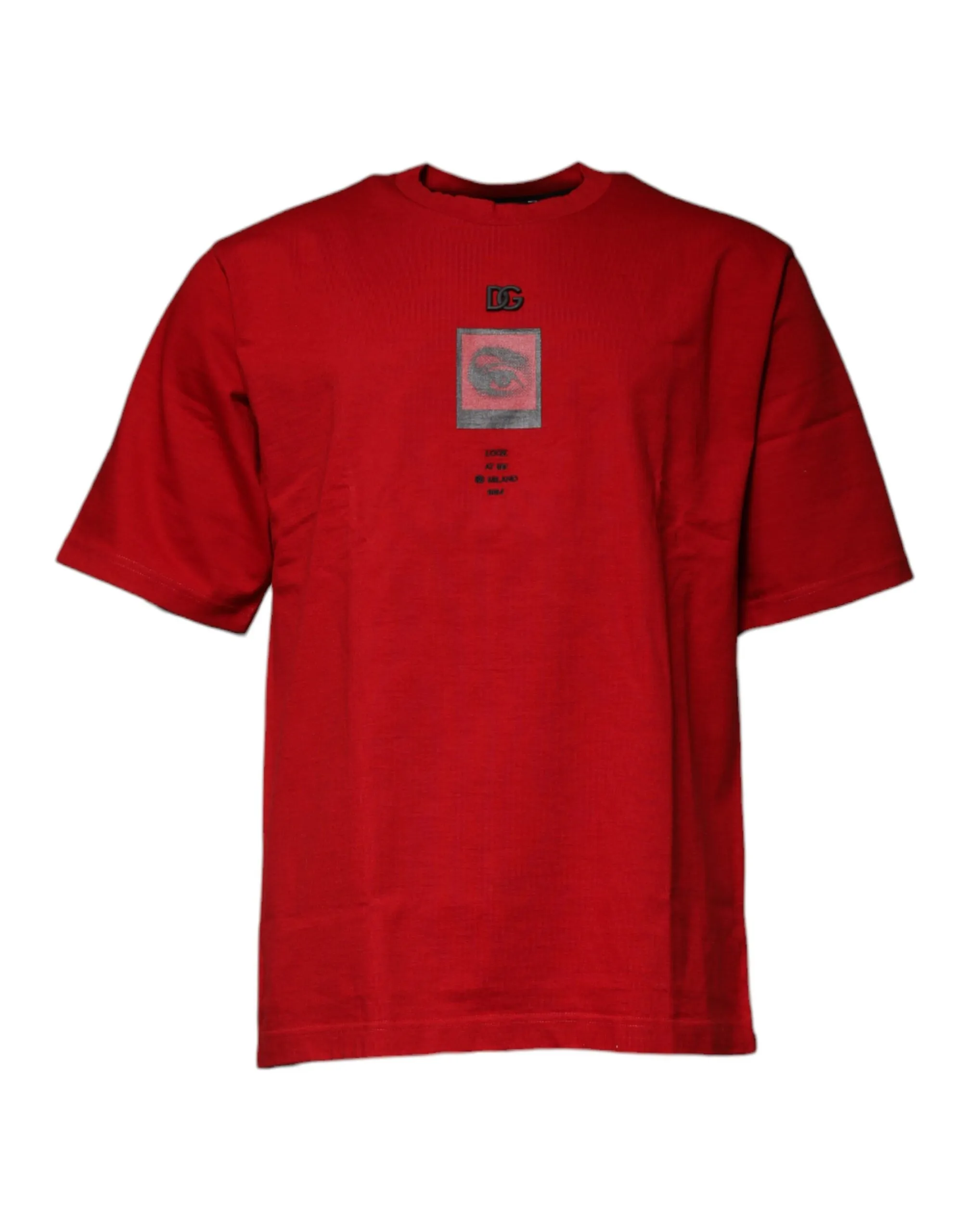 Dolce & Gabbana Men's Red DG Eye Cotton Crew Neck T-shirt