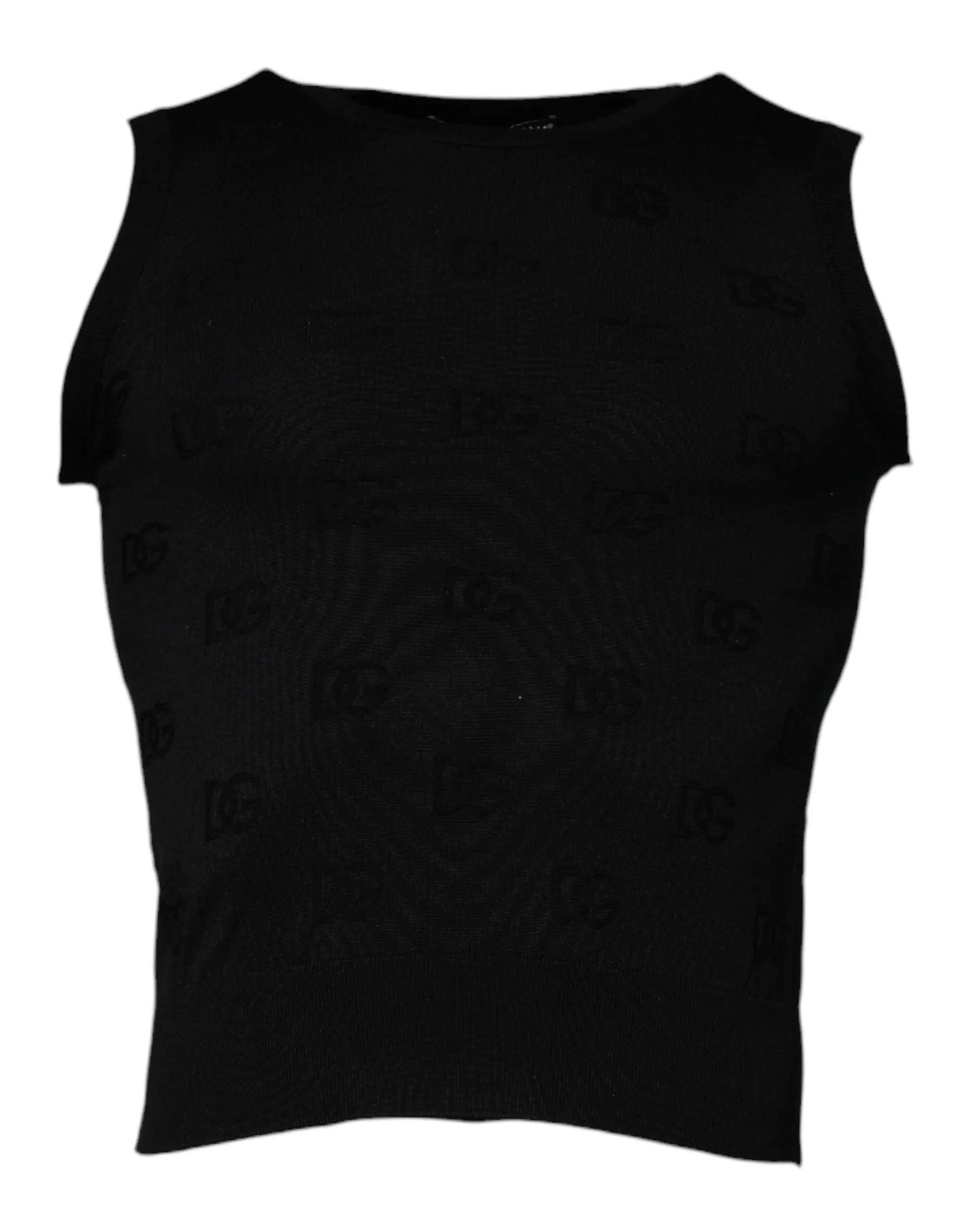 Dolce & Gabbana Men's Black Silk Round Neck Sleeveless T-shirt