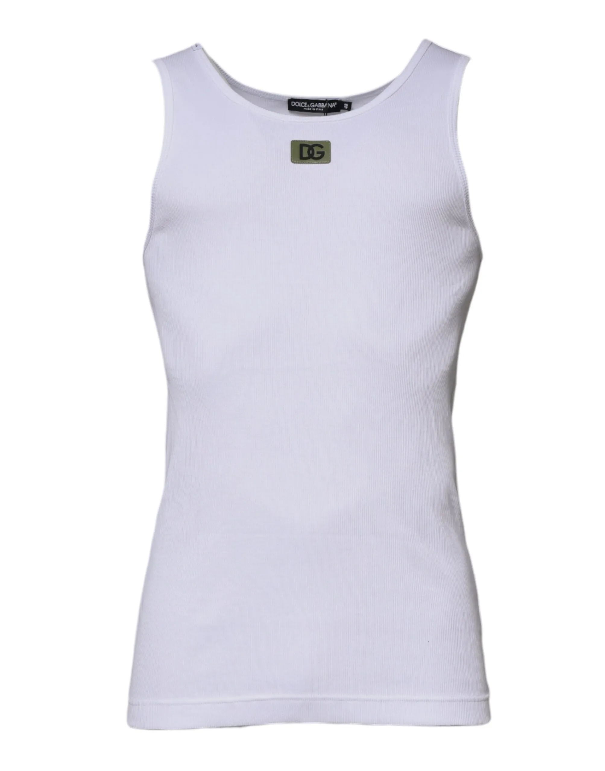 Dolce & Gabbana Men's White Cotton Round Neck Sleeveless T-shirt