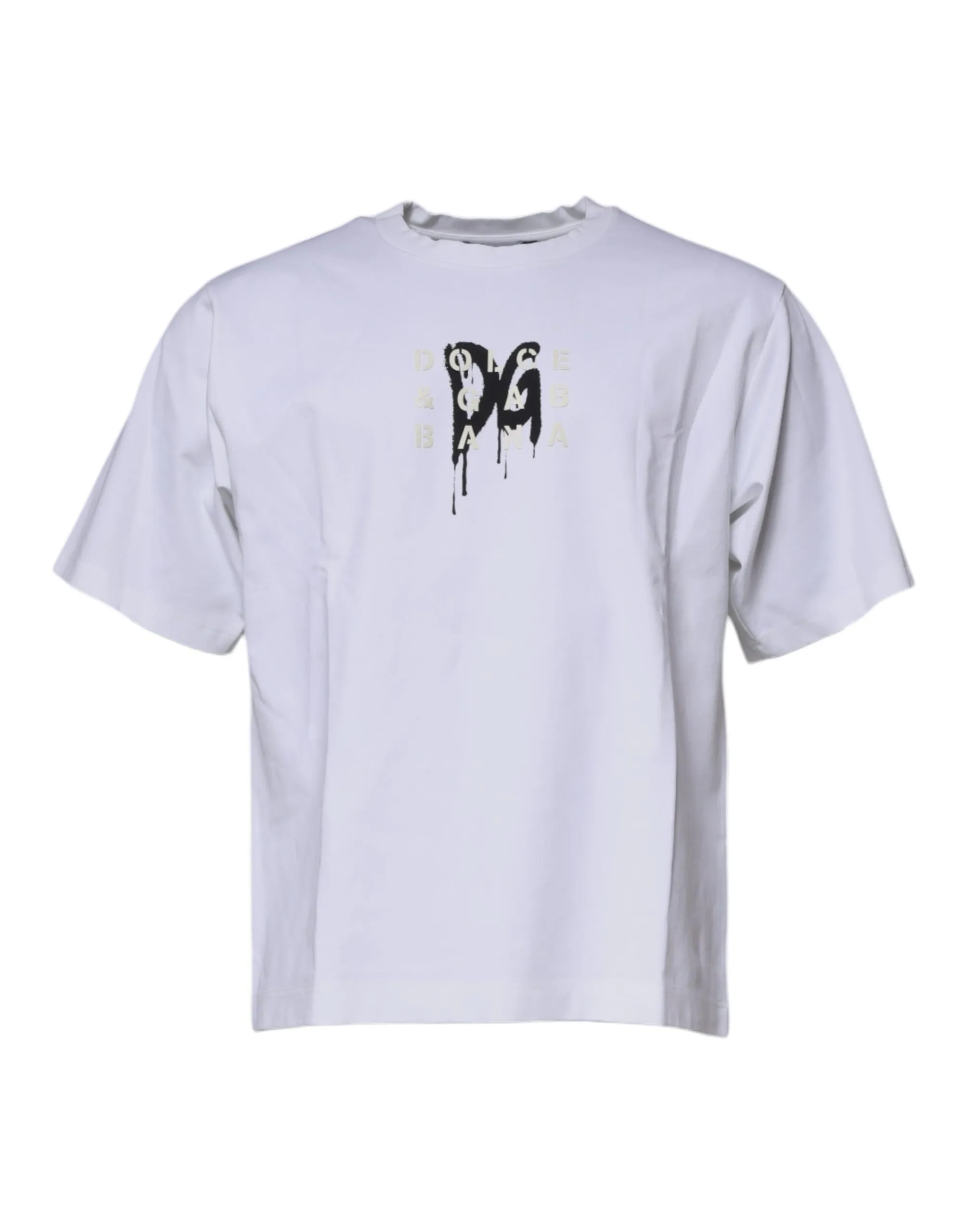 Dolce & Gabbana Men's White DG Logo Cotton Crew Neck T-shirt
