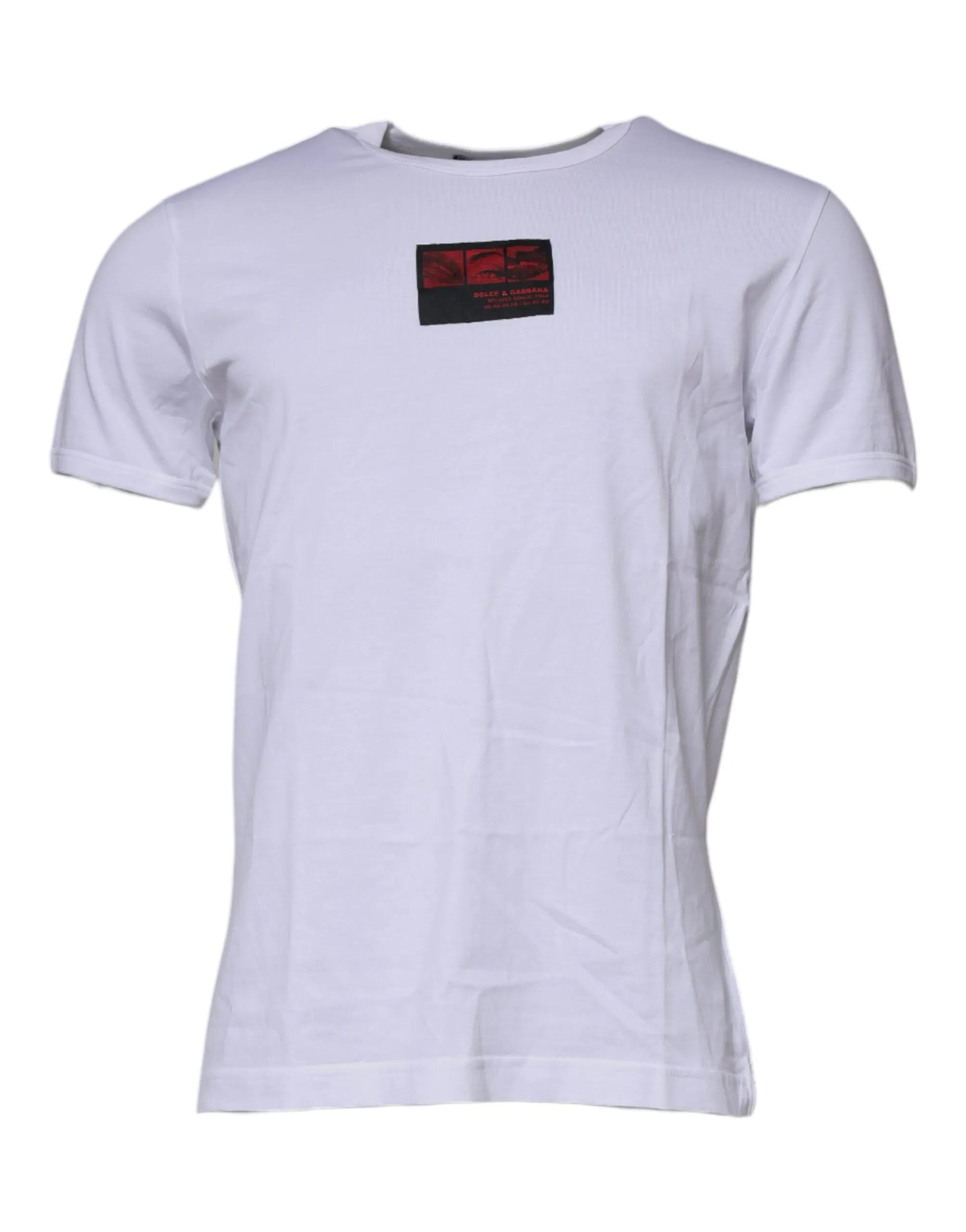 Dolce & Gabbana Men's White Graphic Print Cotton Crew Neck T-shirt