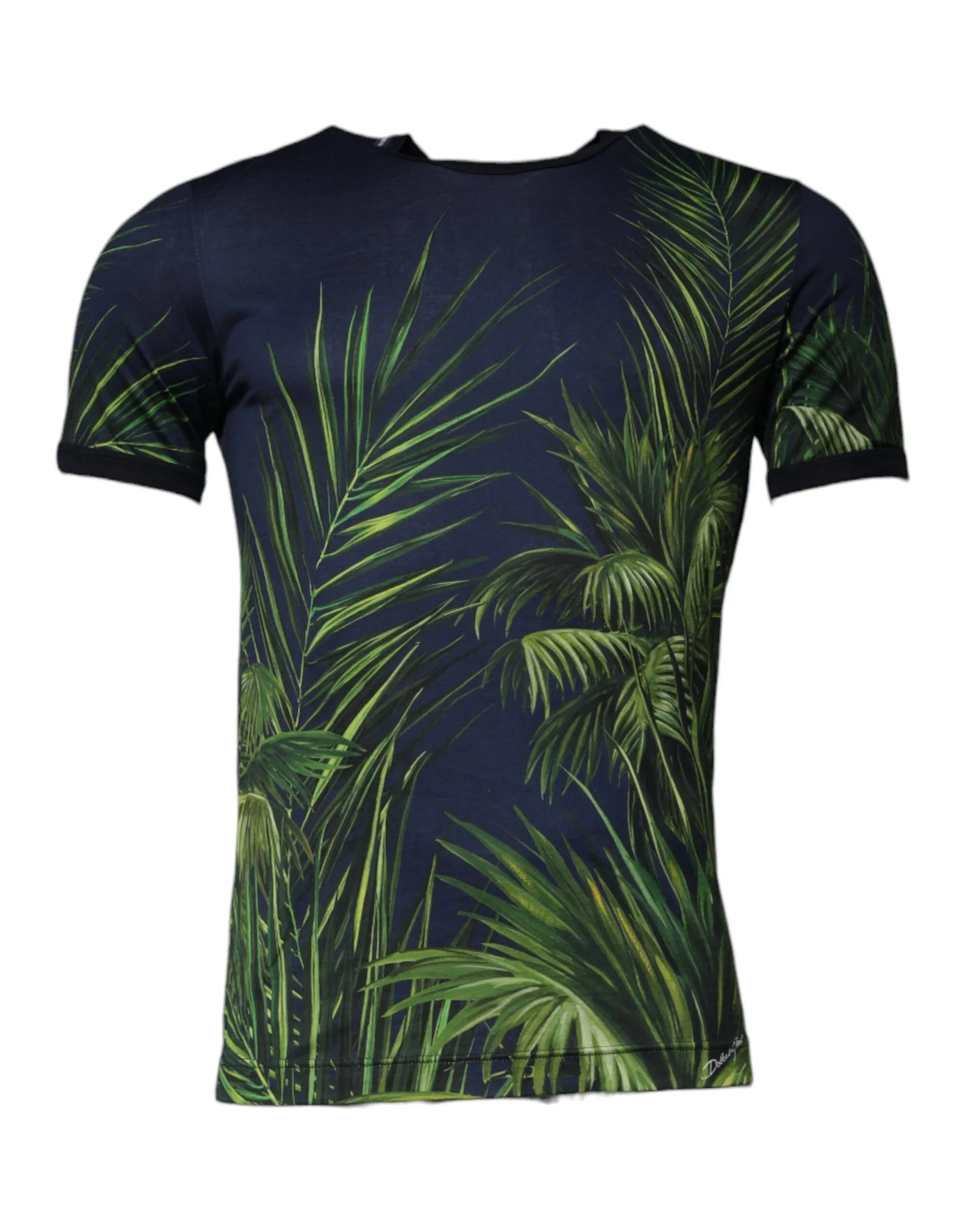 Dolce & Gabbana Men's Blue Tree Print CrewNeck Short Sleeve T-shirt