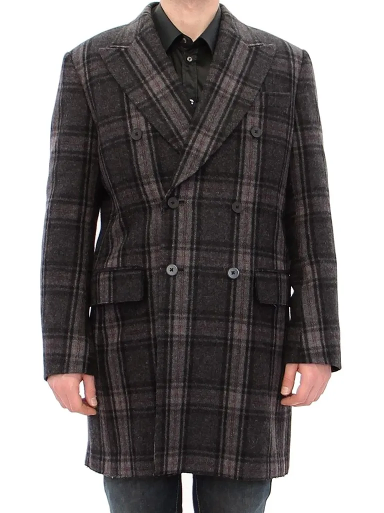 Dolce & Gabbana Men's Sicilia Checkered Wool Blend Coat