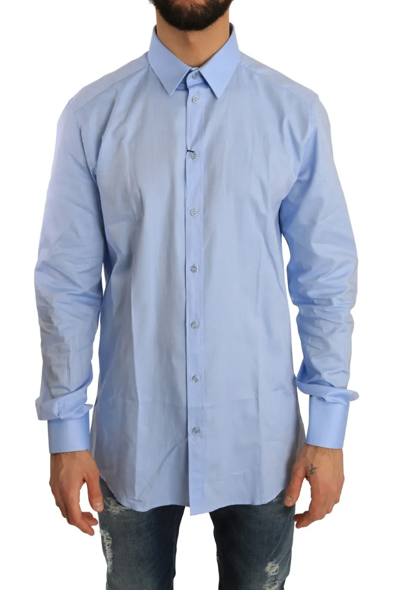 Dolce & Gabbana Men's Elegant Blue Cotton Dress Shirt