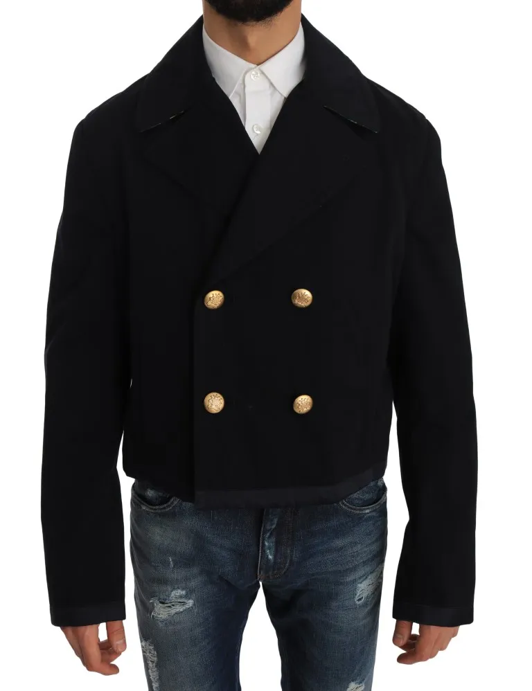 Dolce & Gabbana Men's Elegant Dark Blue Trench Coat Jacket