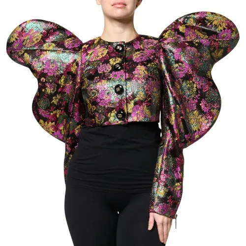 Dolce & Gabbana Women's Multicolor Floral Jacquard Cropped Jacket