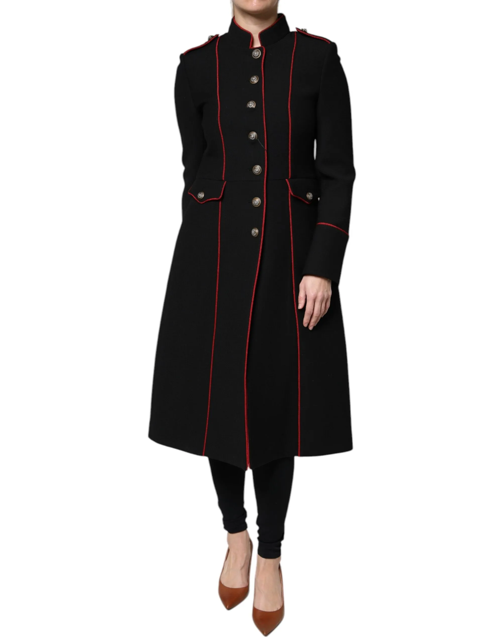 Dolce & Gabbana Women's Black Single Breasted Trench Coat Jacket