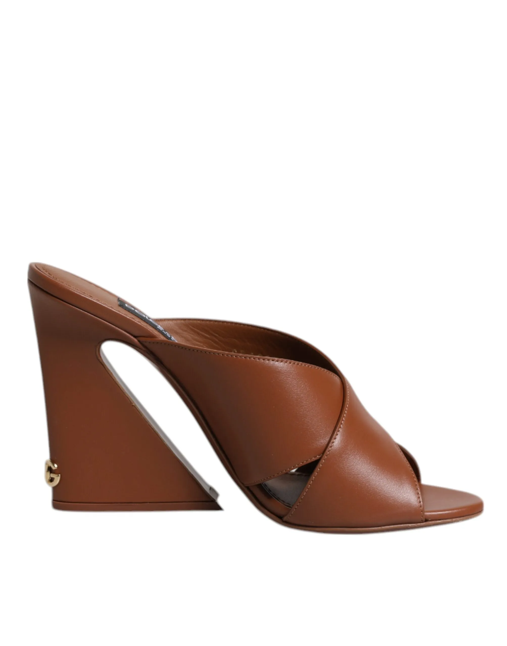 Dolce & Gabbana Women's Maroon Logo KEIRA Leather Slides Sandals Shoes