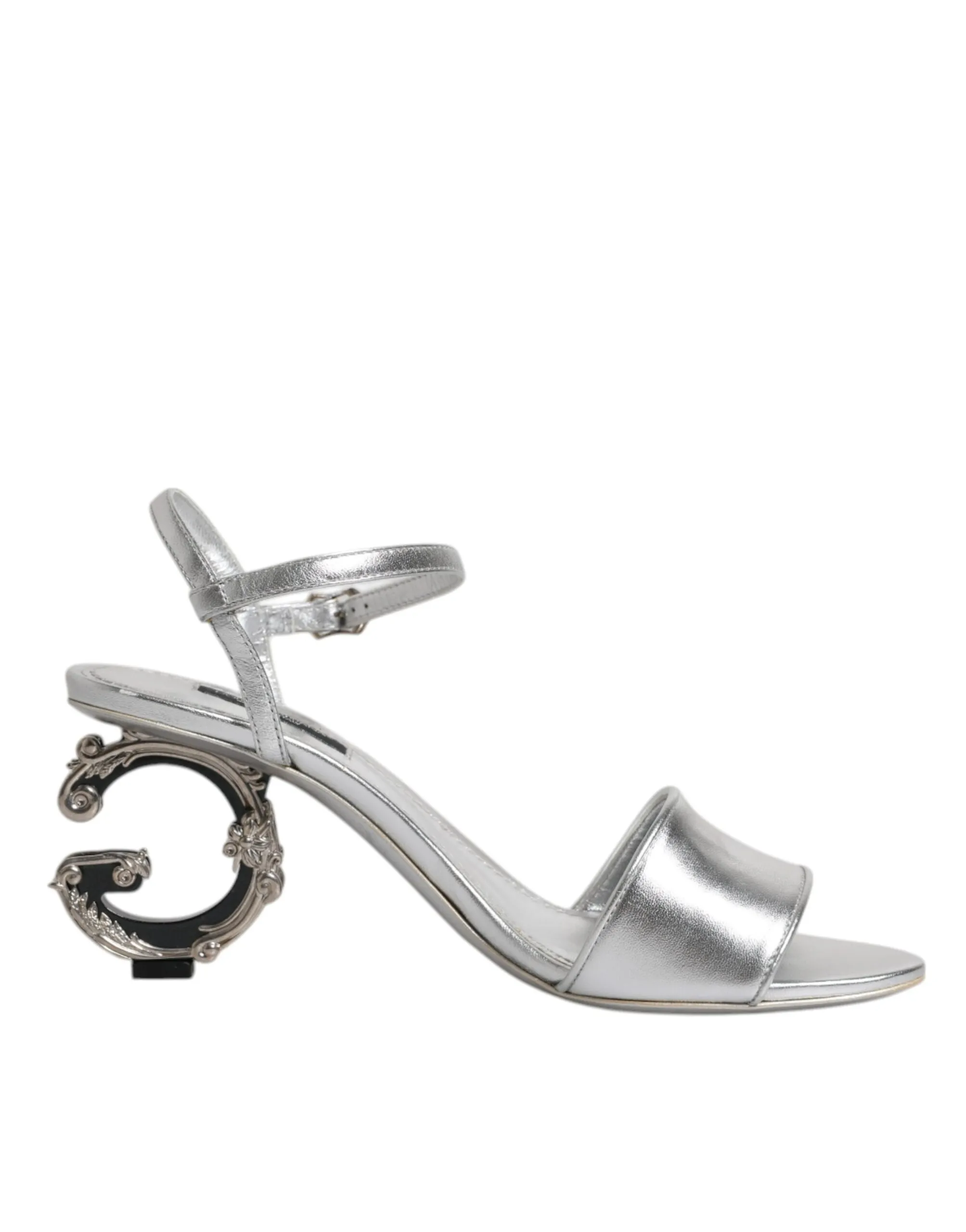 Dolce & Gabbana Women's Silver Ankle Strap KEIRA Heels Sandals Shoes