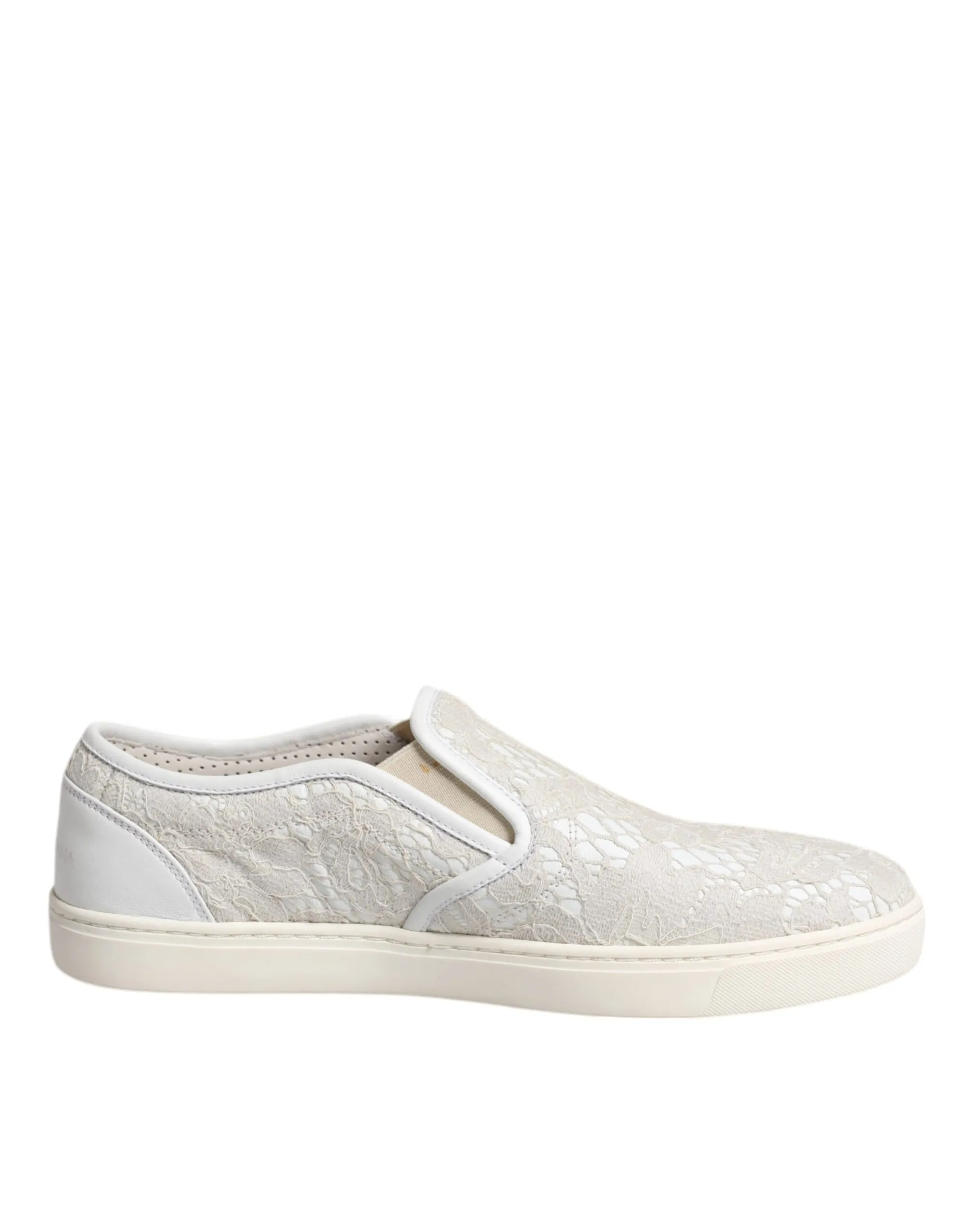 Dolce & Gabbana Women's White Floral Lace Slip On Loafers Shoes