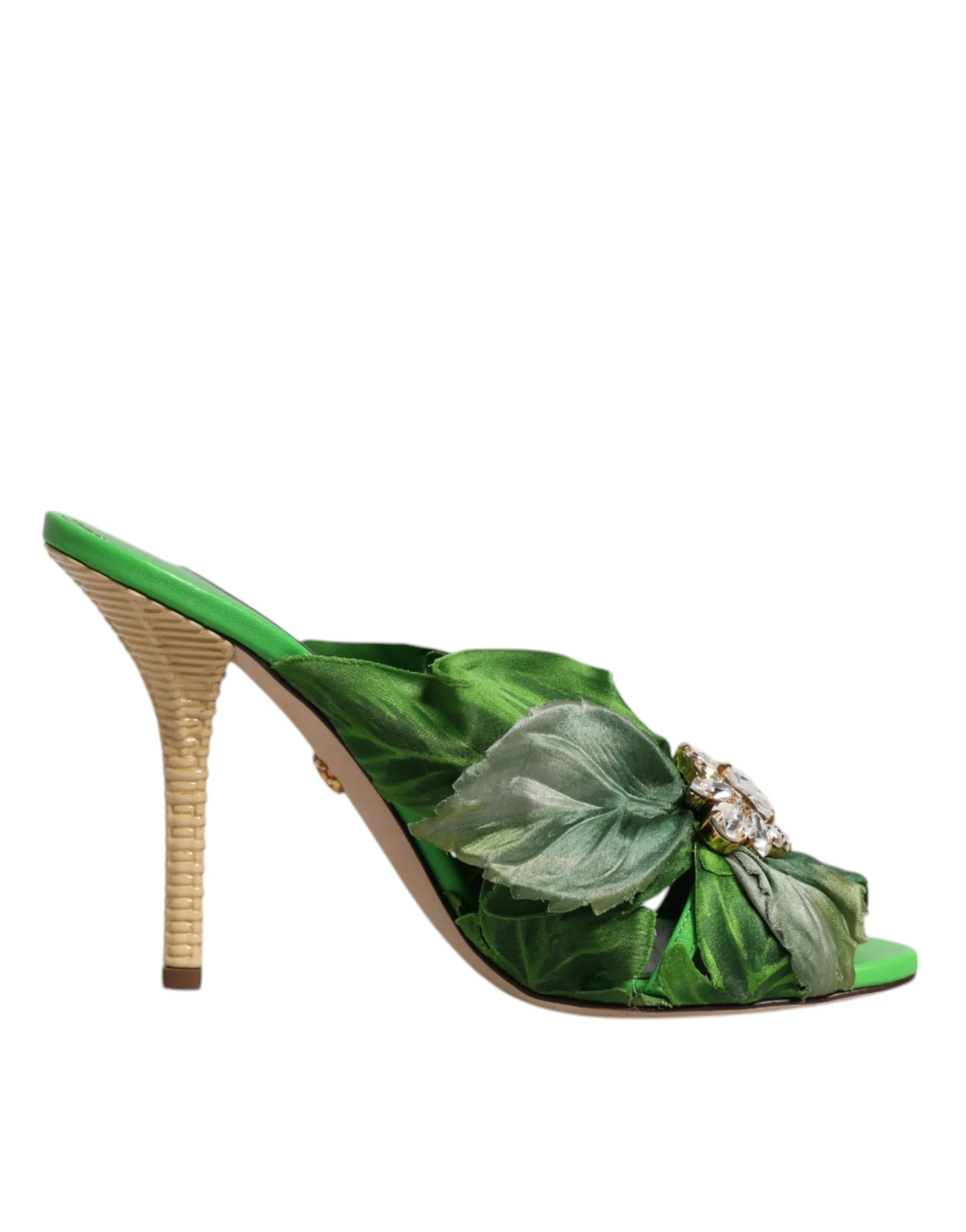 Dolce & Gabbana Women's Green Crystal Slides KEIRA Sandal Shoes