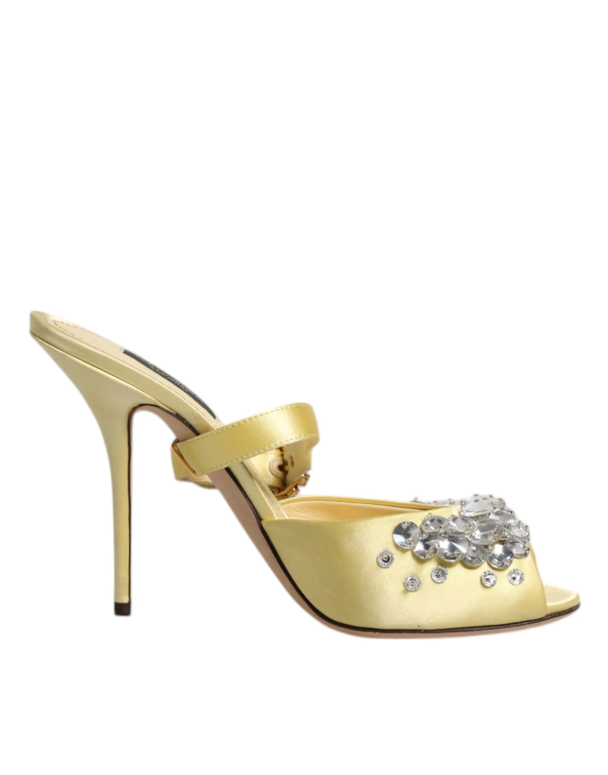 Dolce & Gabbana Women's Yellow Crystal Slides KEIRA Sandals Shoes