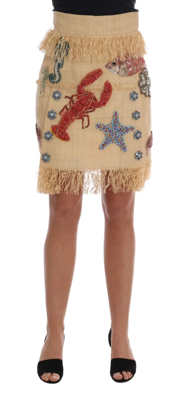 Dolce & Gabbana Women's High-Waist Crystal-Embellished Skirt