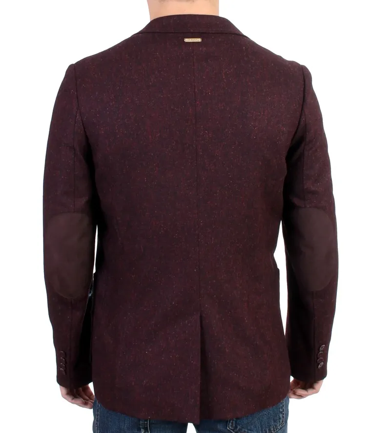 GF Ferre Men's Elegant Bordeaux Wool Stretch Blazer