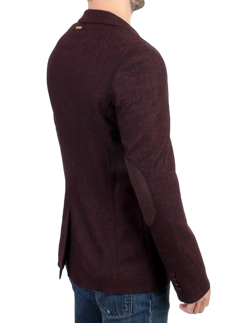 GF Ferre Men's Elegant Bordeaux Wool Stretch Blazer