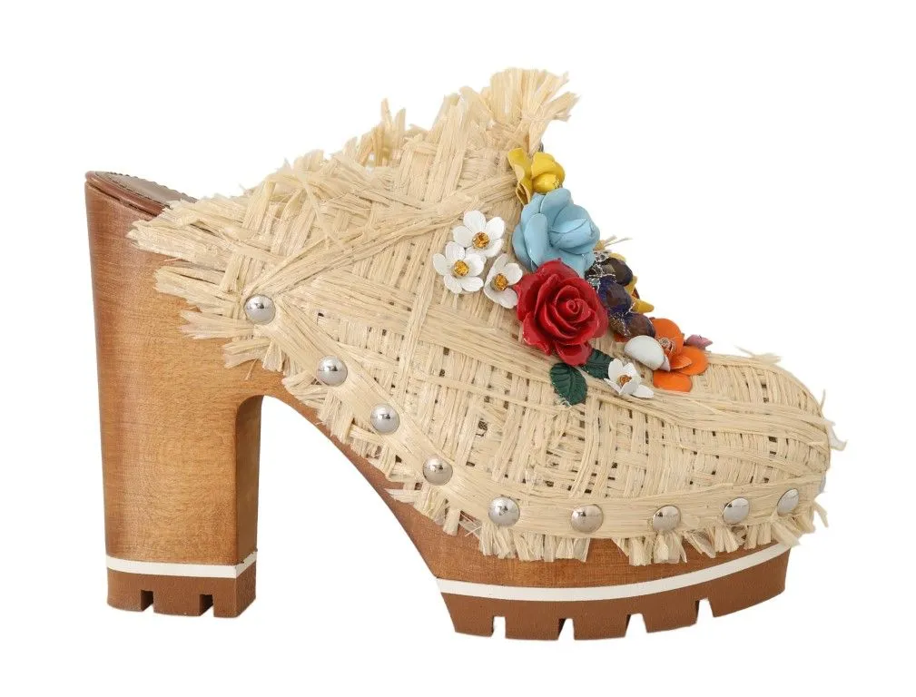 Dolce & Gabbana Women's Chic Embellished Wooden Slides