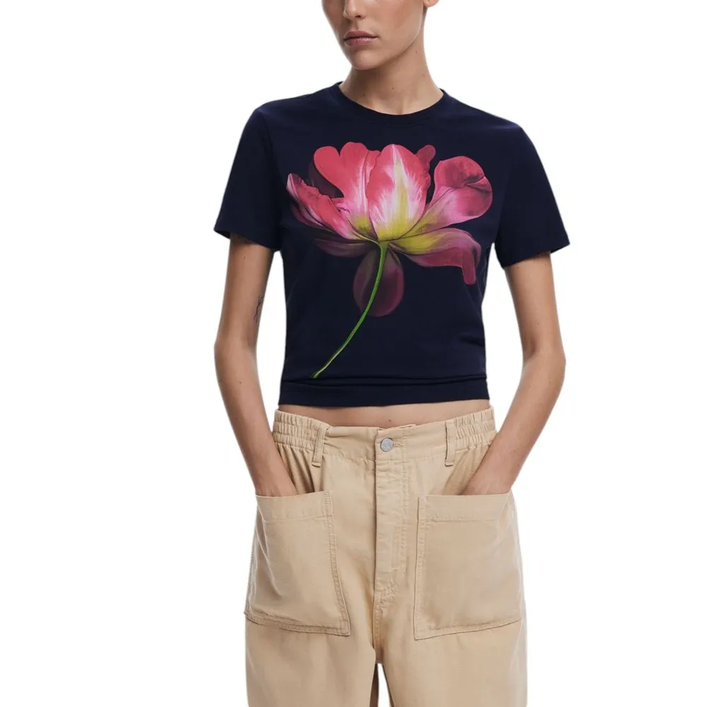 Desigual Women's Blue Cotton Tops & T-Shirt