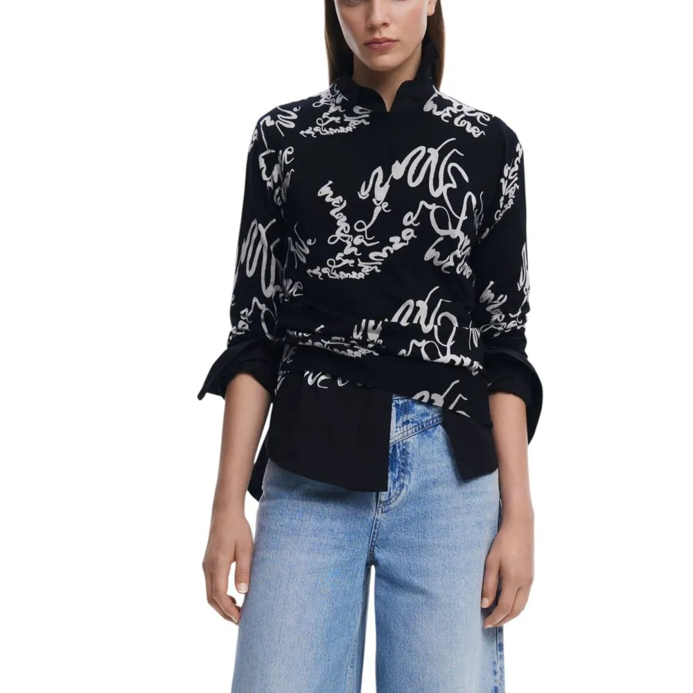 Desigual Women's Black Viscose Tops & T-Shirt