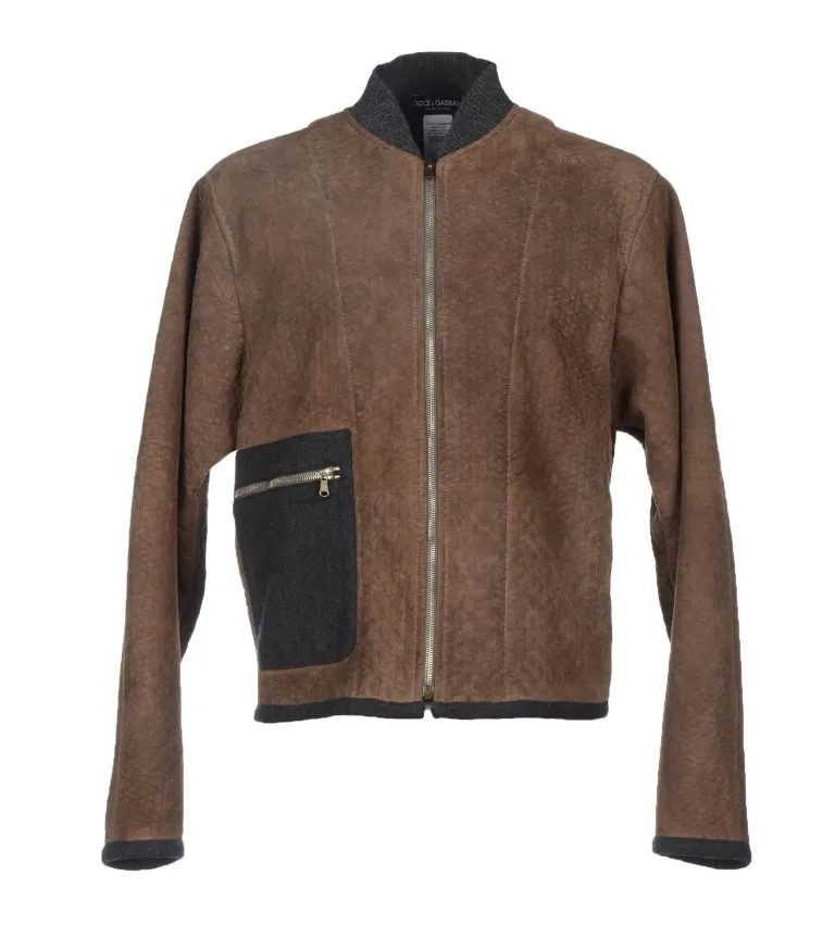 Dolce & Gabbana Men's Elegant Leather & Wool Blend Jacket