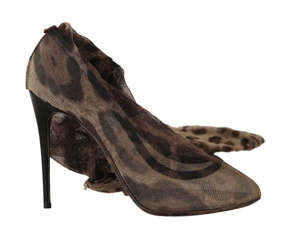 Dolce & Gabbana Women's Elegant Leopard Print Sock Pumps Heels