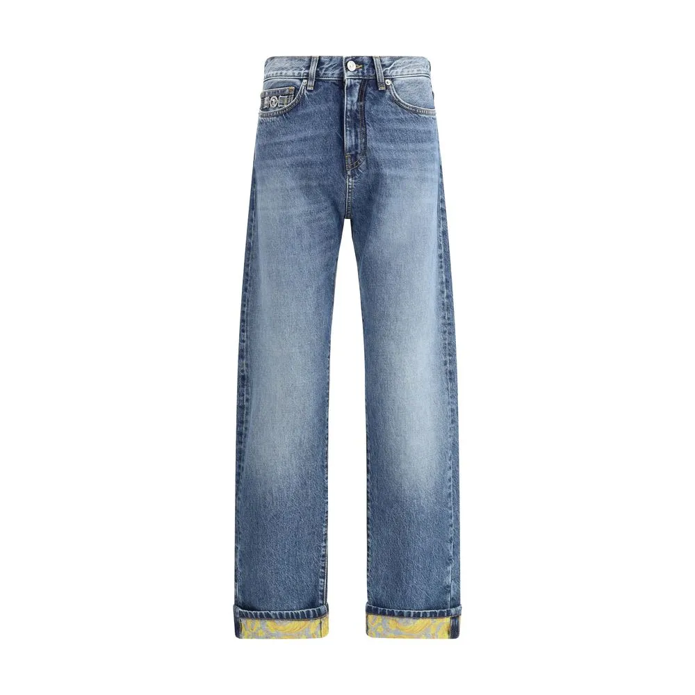 Versace Men's Barocco Turn-Up Jeans