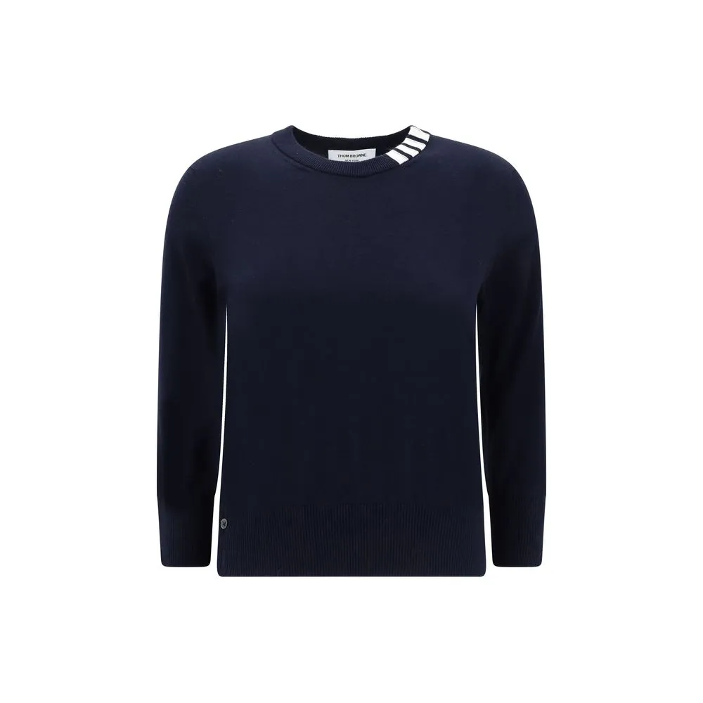 Thom Browne Women's White bands crew neck Sweater