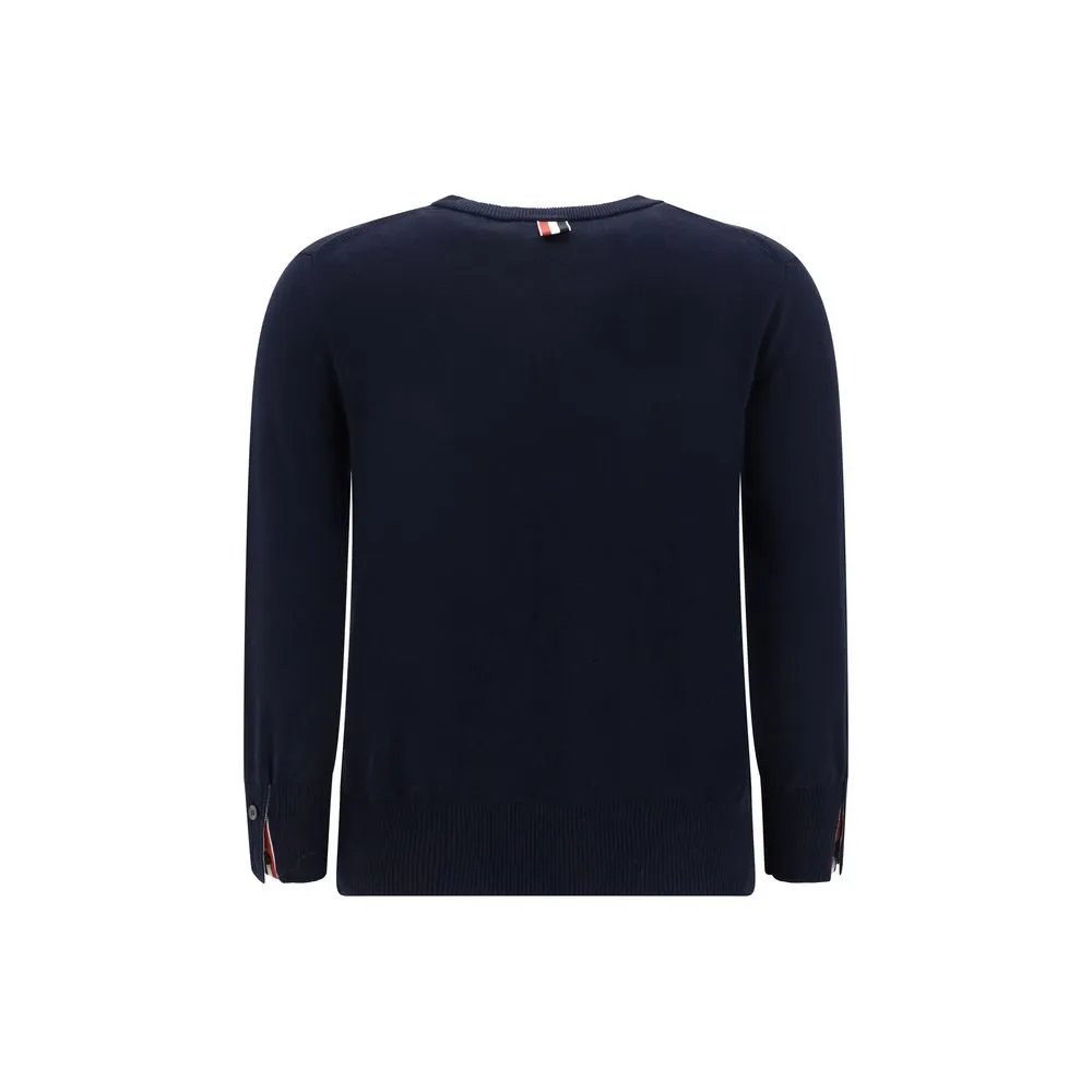Thom Browne Women's White bands crew neck Sweater