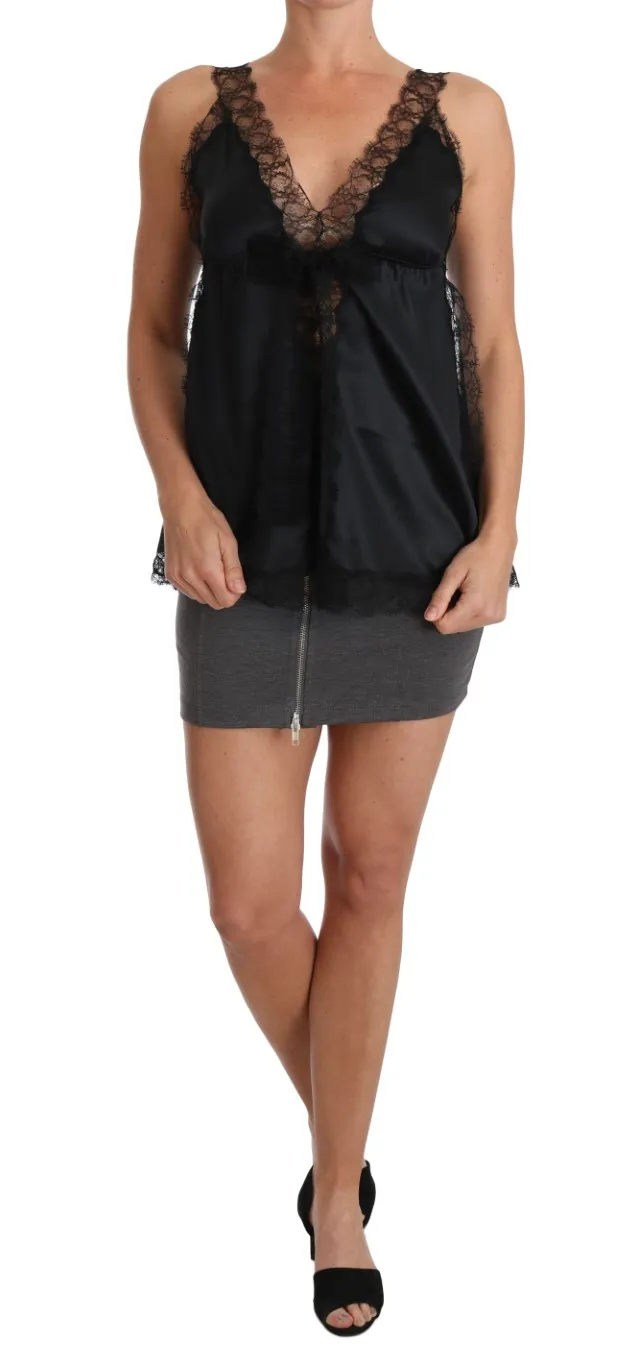 Dolce & Gabbana Women's Sultry Silk Blend Lingerie Top in Black