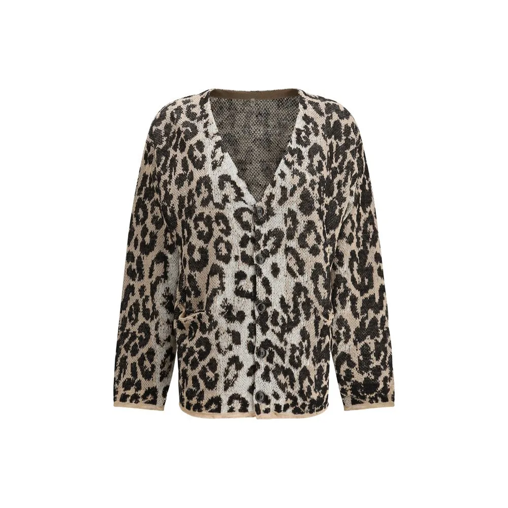 R13 Women's Leopard Boyfriend Cardigan