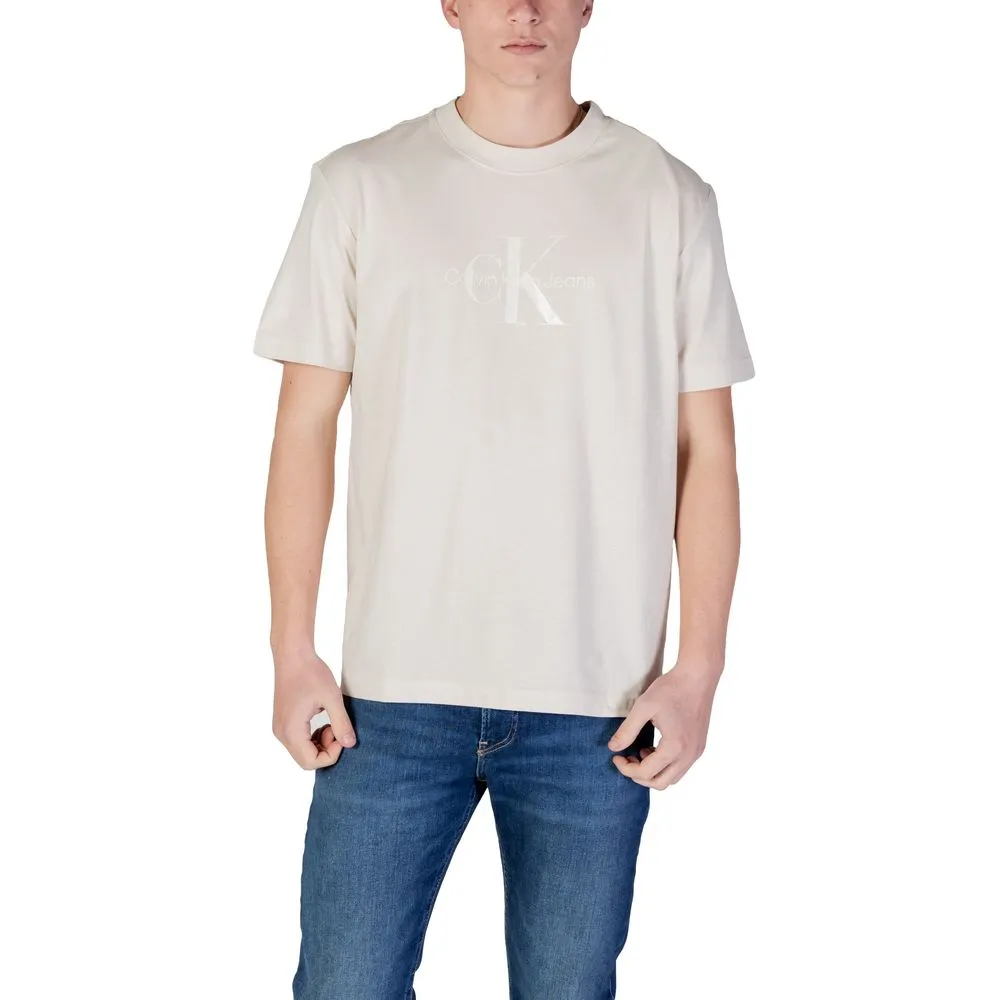 Calvin Klein Jeans Men's Beige Cotton Rigenerato T-Shirt