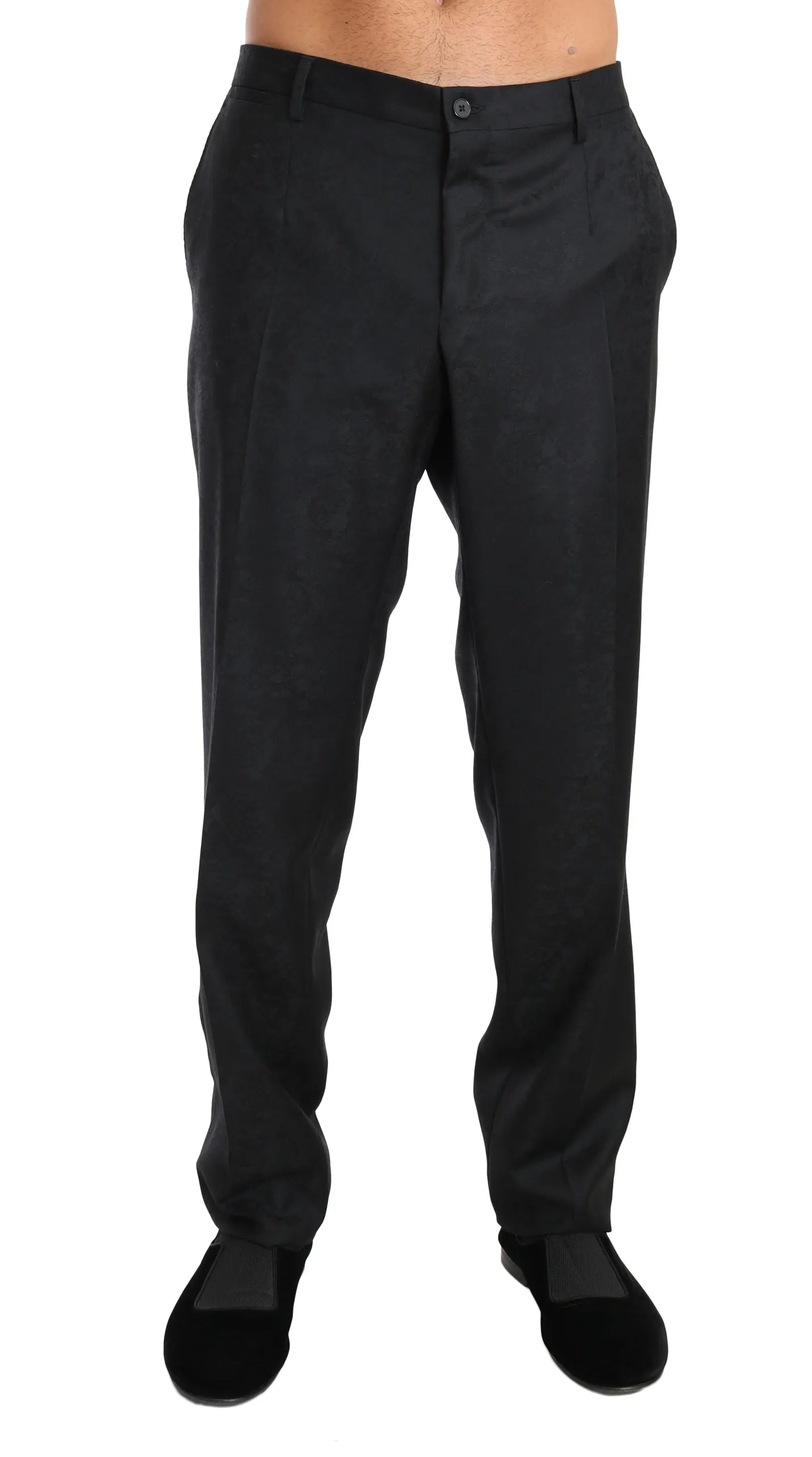 Dolce & Gabbana Men's Elegant Gray Patterned Formal Pants