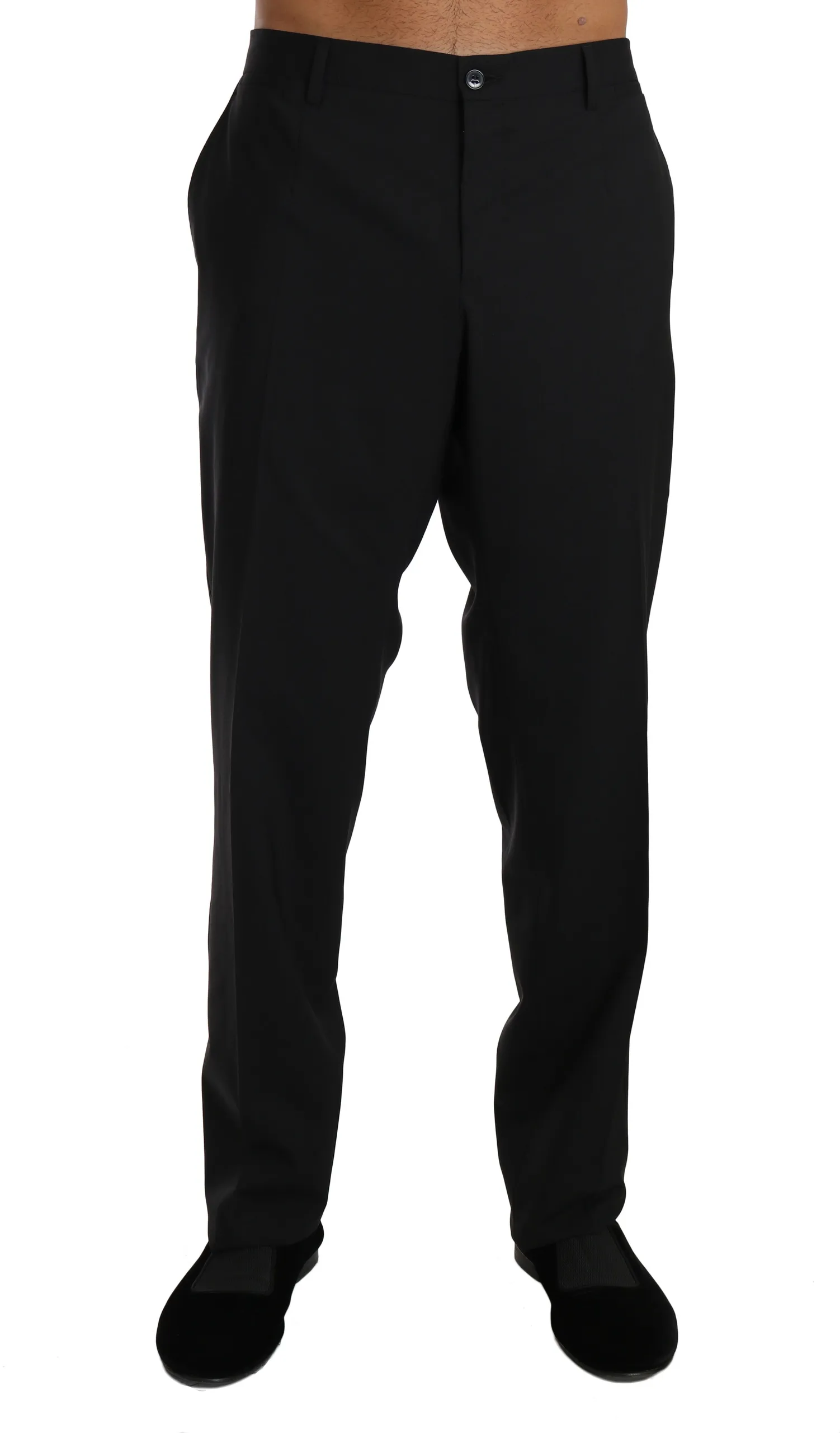 Dolce & Gabbana Men's Elegant Black Wool Dress Pants