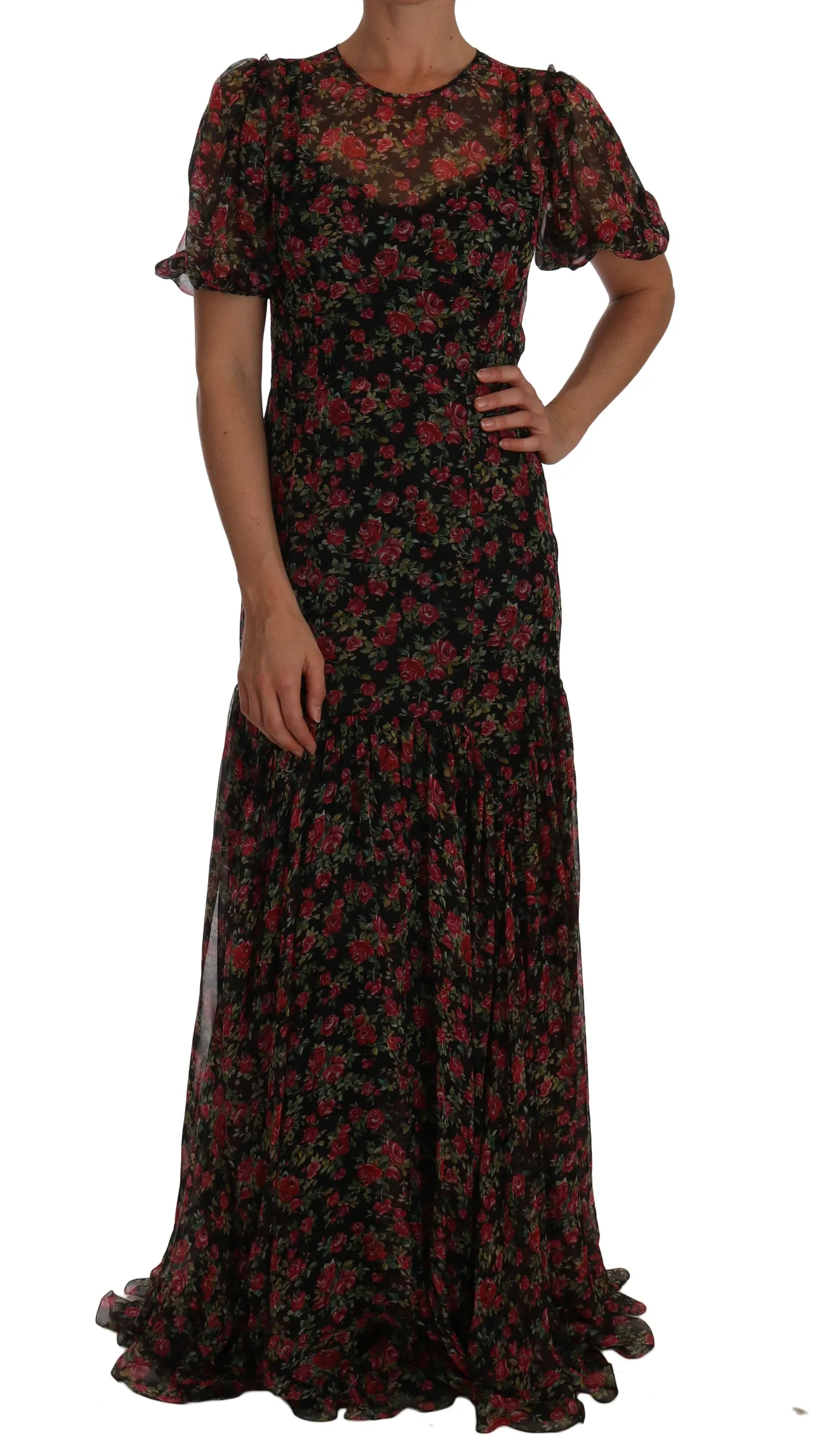 Dolce & Gabbana Women's Elegant Floral A-Line Silk Dress