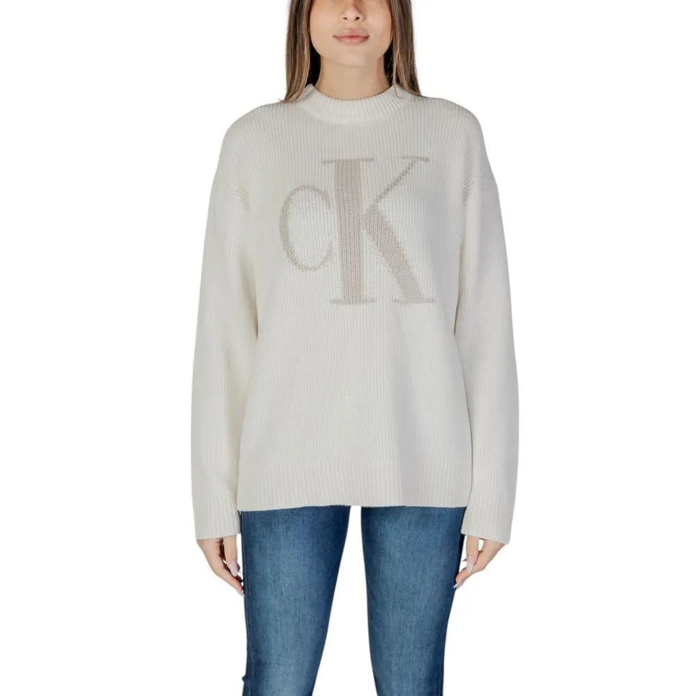 Calvin Klein Jeans Women's Cream Organic Cotton Sweater