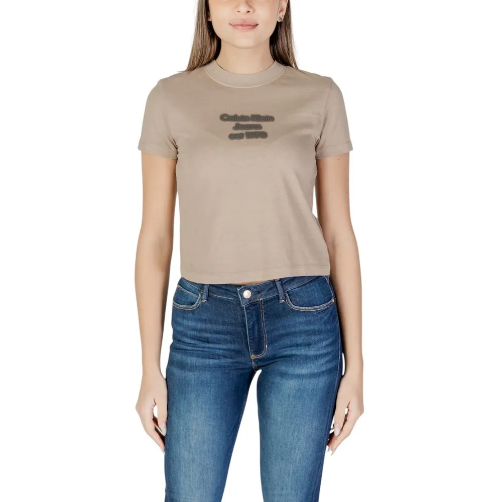 Calvin Klein Jeans Women's Gray Cotton Tops & T-Shirt
