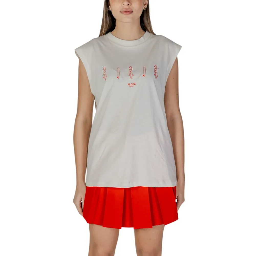 Replay Women's Cream Cotton Tops & T-Shirt