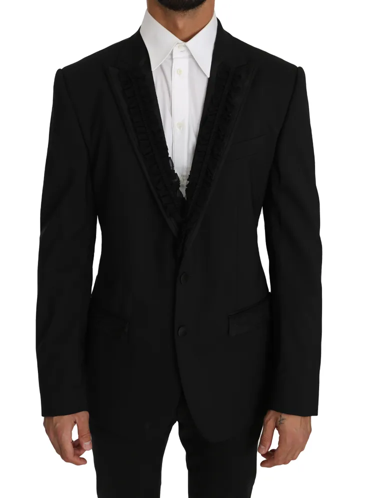 Dolce & Gabbana Men's Elegant Black Slim Fit Martini Blazer Jacket