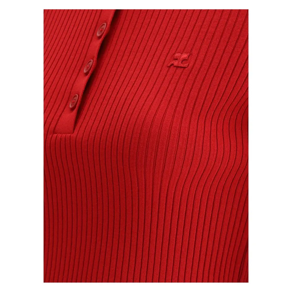 Courreges Women's Ribbed design Polo Shirt