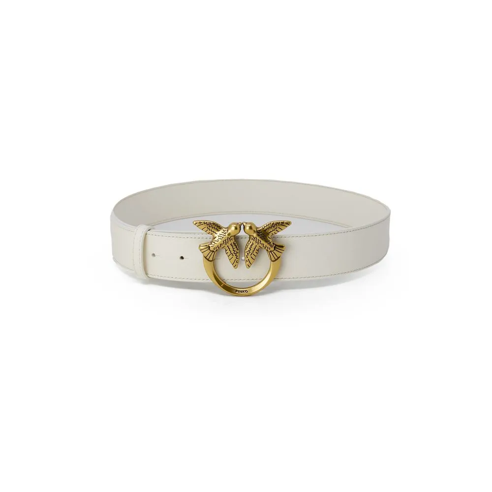PINKO Women's Cream Leather Belt