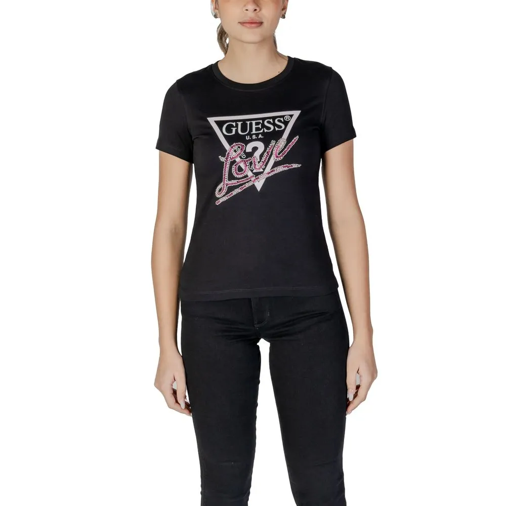Guess Women's Black Cotton Tops & T-Shirt