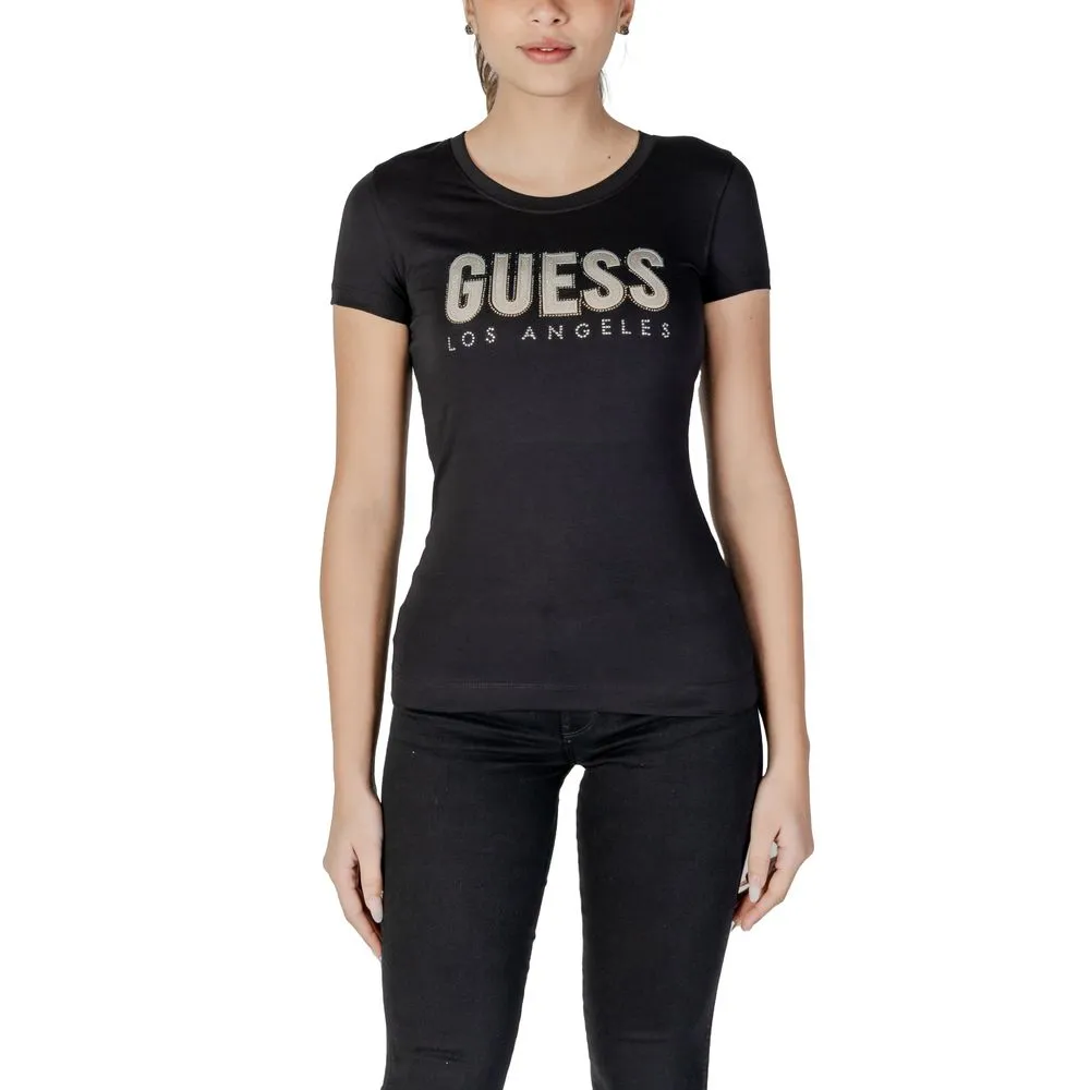 Guess Women's Black Cotton Tops & T-Shirt