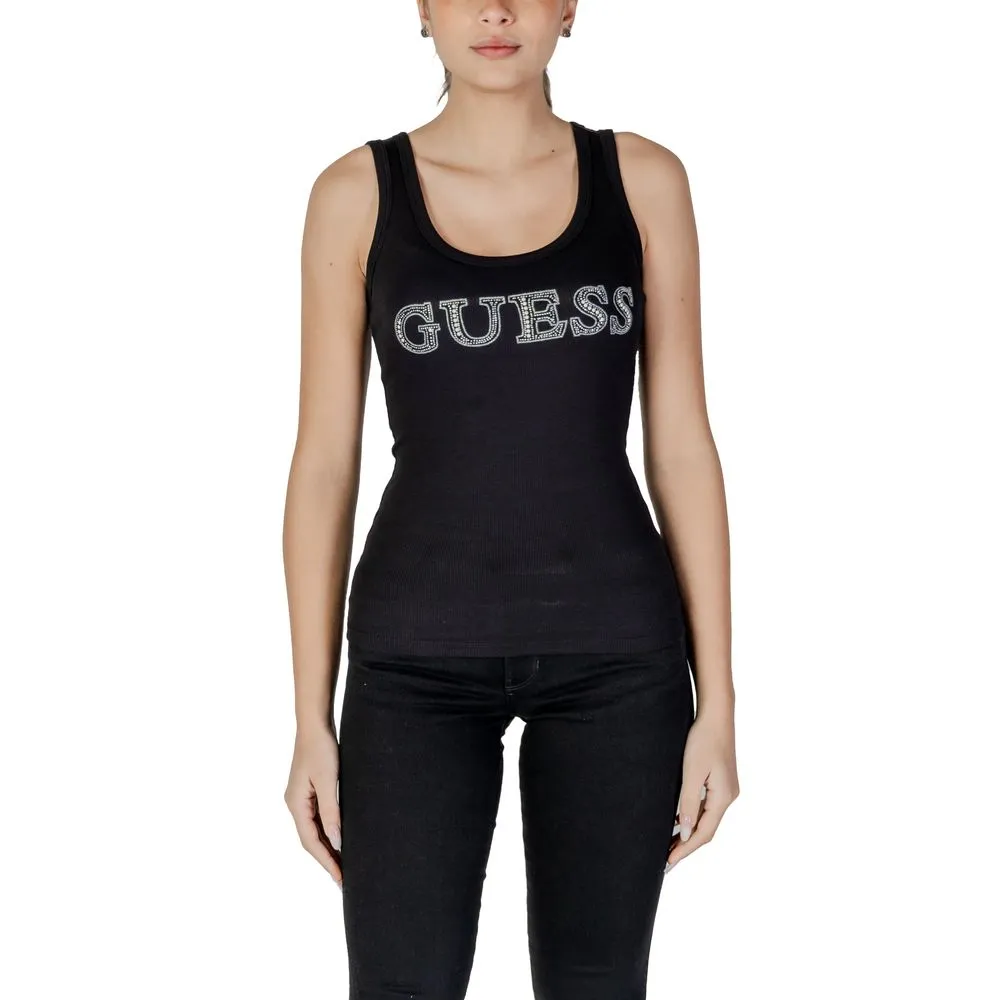 Guess Women's Black Cotton Tops & T-Shirt
