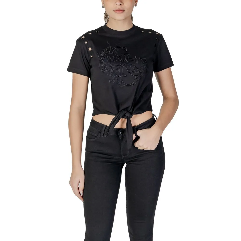 Guess Women's Black Cotton Tops & T-Shirt