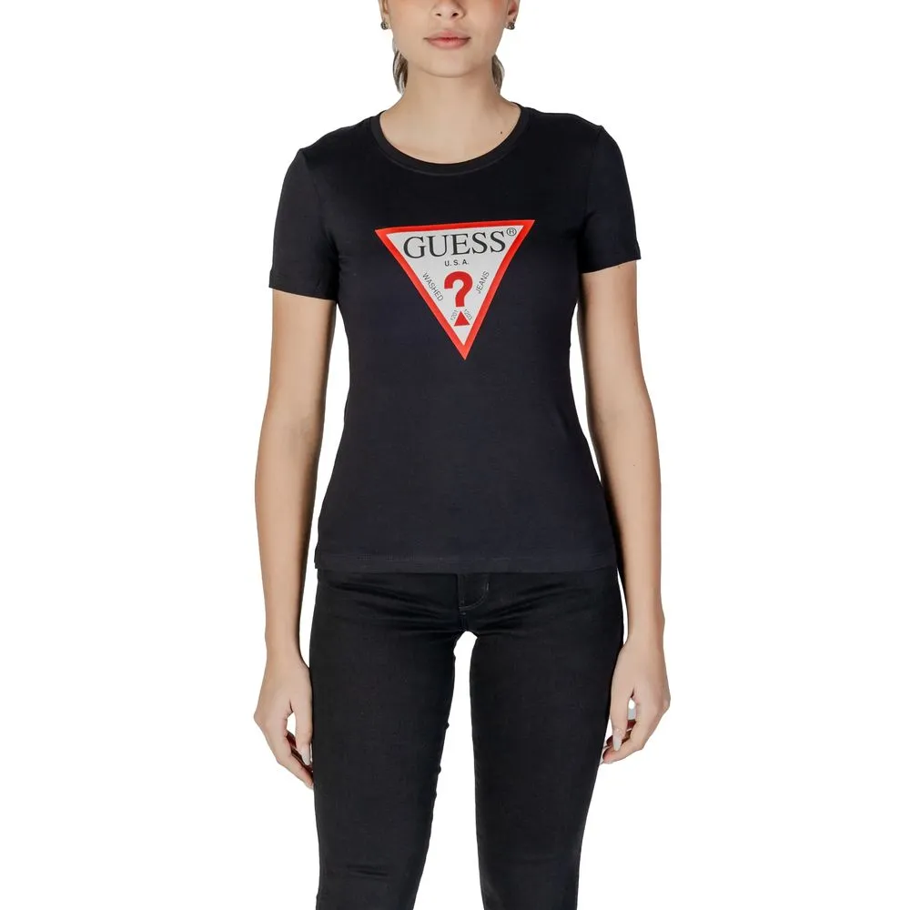Guess Women's Black Cotton Tops & T-Shirt
