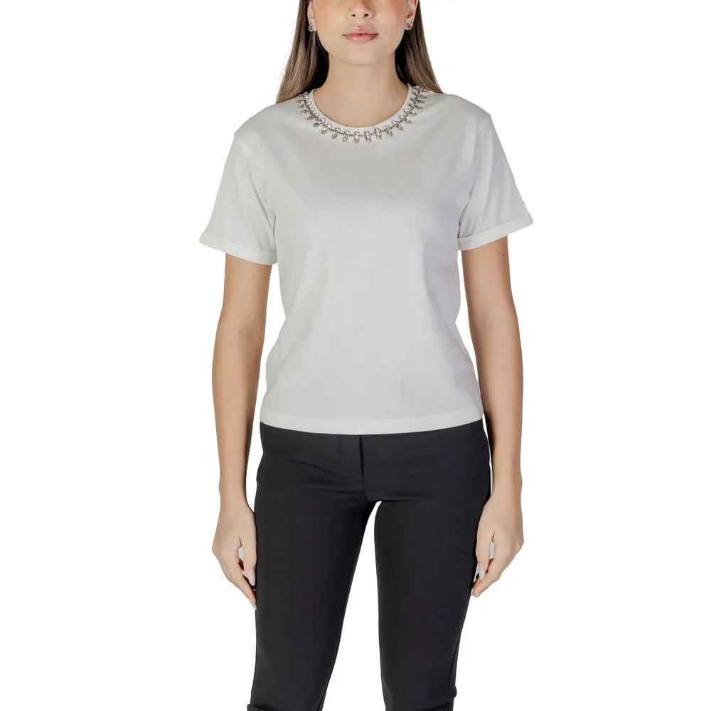 Morgan De Toi Women's White Cotton Tops & T-Shirt